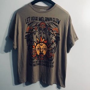 Women’s T-shirt let the Melanin Glow  roll cuff short sleeves brown XXXL